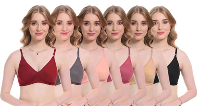 yourcare Urvashi Seamless Non Padded Multicolor Bra for Women and Girls pack of 6 Women T-Shirt Non Padded Bra(Multicolor)