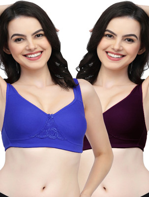COLLEGE GIRL CG1214 Double Layered Women T-Shirt Non Padded Bra(Dark Blue, Purple)