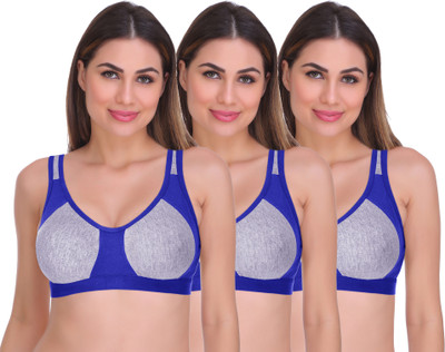 Featherline Seamless Double Layered Colorblock Everyday Womens Sports Bra - Rossi Women Sports Non Padded Bra(Blue)