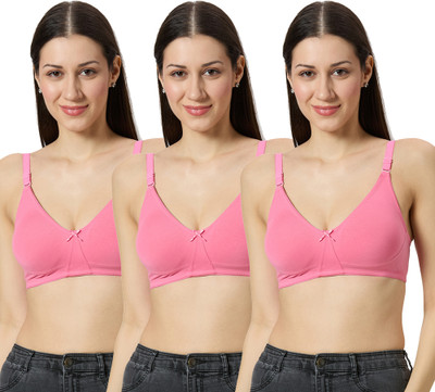 Libertina Eva Pink Cotton Bra Comfort & Support Women Everyday Non Padded Bra(Pink)