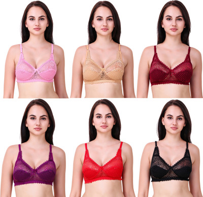 Piylu Fancy Women Full Coverage Non Padded Bra(Multicolor)