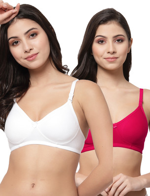 COLLEGE GIRL CG1301 Women T-Shirt Non Padded Bra(White, Pink)