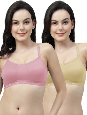 Shyam Sons FLAIR Brezza Double Layered Women Sports Non Padded Bra(Pink, Beige)