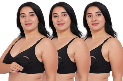 Fabme Women Maternity/Nursing Non Padded Bra(Black)