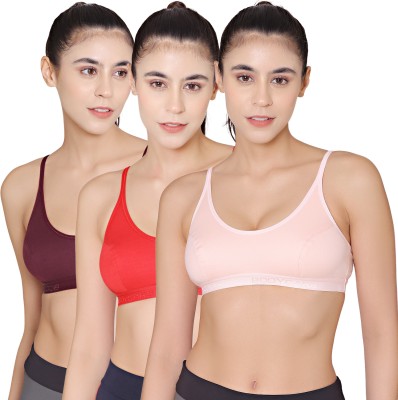 BodyCare Sports Bra Women Sports Non Padded Bra(Red, Brown, Pink)