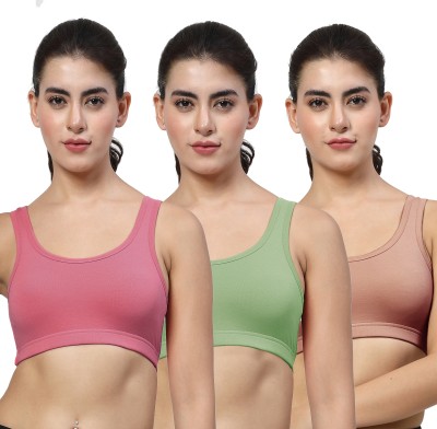 LILY StropsYttak Double Layered Women Sports Non Padded Bra(Maroon, Green, Brown)