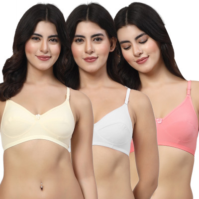 LILY Enimsaj Women Everyday Non Padded Bra(Beige, White, Red)