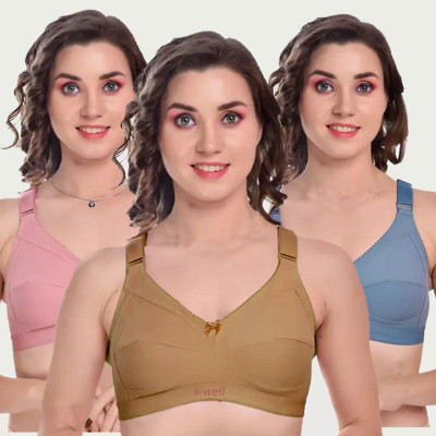 X-WELL Women Everyday Non Padded Bra(Beige, Grey)