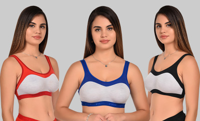 Zivosis Women Sports Non Padded Bra(Black, Red, Blue)