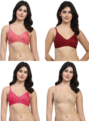LILY wnysor Women T-Shirt Non Padded Bra(Maroon, Maroon, Pink, Beige)
