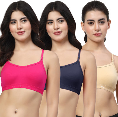 LILY 3321 Women Sports Non Padded Bra(Pink, Blue, Brown)