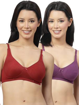 Shyam Sons FLAIR Double Layered 0636 Women T-Shirt Non Padded Bra(Maroon, Purple)