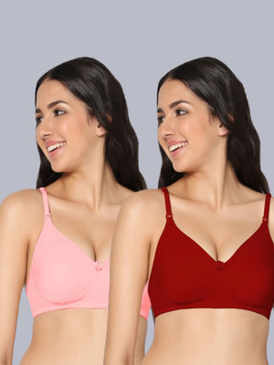 Eden EDEN01PINKRED Women T-Shirt Non Padded Bra(Pink, Red)
