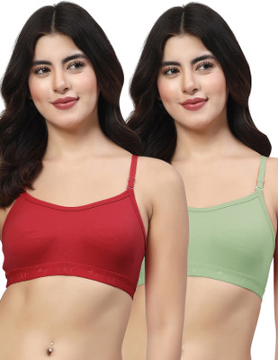 LILY 3321Mino Women Sports Non Padded Bra(Maroon, Green)