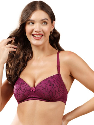 Women Vibes Women Lace Self-Design Bra for women ( Color : Purple ) ( Size : 38B ) Women Push-up Lightly Padded Bra(Purple)