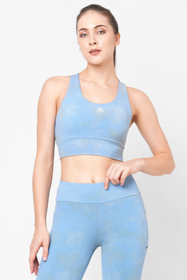 Laasa Sports JUST-DRY EARTHY PRINTED HIGH IMPACT WORKOUT SPORTS BRA Women Sports Lightly Padded Bra(Blue)