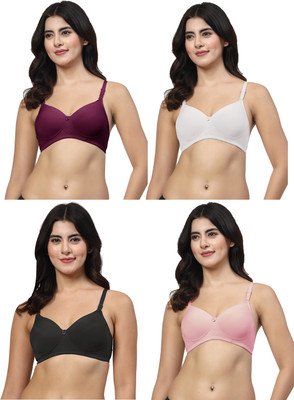 LILY Bra Women T-Shirt Lightly Padded Bra(Purple, White, Pink, Black)