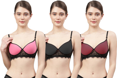 Beach Curve A_Cupri Bra Women Minimizer Lightly Padded Bra(Pink, Black, Maroon)