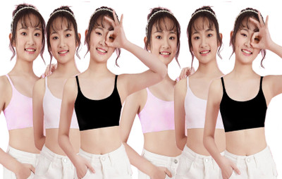 Dwinkky Pack of 6 Girls non padded beginner sports bra Girls Training/Beginners Non Padded Bra(Multicolor)
