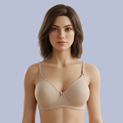 Lovanna fashion Lovanna side support bra Women T-Shirt Non Padded Bra(Beige)
