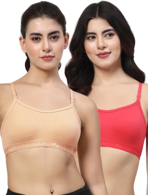 LILY 3321 Women Sports Non Padded Bra(Orange, Red)