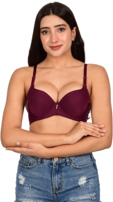 Bare Dezire Women T-Shirt Heavily Padded Bra(Maroon)