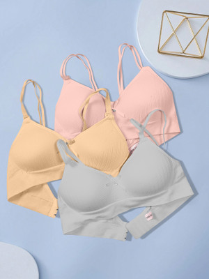NAGARVEL CREATION 11/309-PNK/SKN/GRY-P03-34 Women Push-up Lightly Padded Bra(Multicolor)