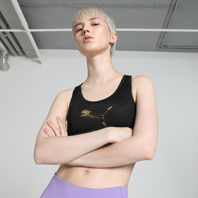 PUMA 4 Keeps Graphic Women Sports Lightly Padded Bra(Black)