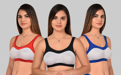 Lady One Women Sports Non Padded Bra(Black, Red, Blue)