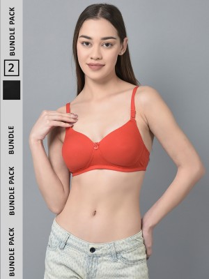 Dollar Missy Wire-Free Full Coverage Padded T-Shirt Women T-Shirt Heavily Padded Bra(Black, Red)