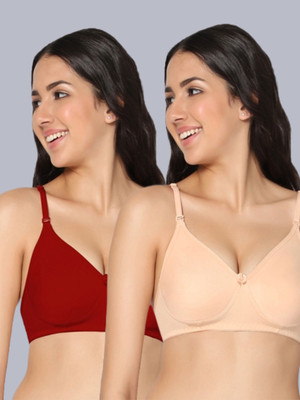 Eden 01REDSKIN Women T-Shirt Non Padded Bra(Red, Beige)