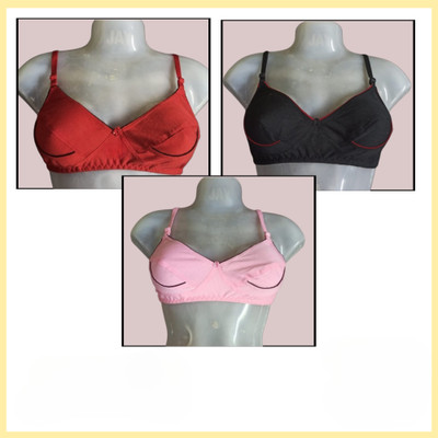 Creative Universal Soft and Cozy Cotton Bra Tailored for Regular Use Women Everyday Non Padded Bra(Multicolor)