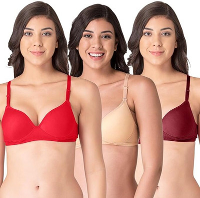 Gatiman Enterprise Designer Multicolor Bra's For Women Women Everyday Heavily Padded Bra(Red, Beige, Maroon)