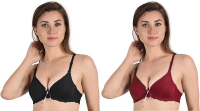 Alexana Women Push-up Lightly Padded Bra(Black, Maroon)