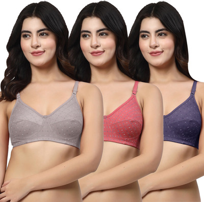 LILY ayak Women T-Shirt Non Padded Bra(Grey, Maroon, Dark Blue)