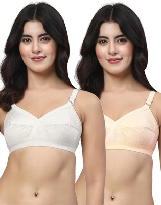 LILY ihskaneem Women Minimizer Non Padded Bra(White, Orange)