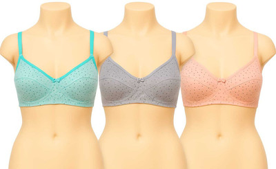 Khusi Fashion Women Full Coverage Non Padded Bra(Light Blue, Grey, Pink)