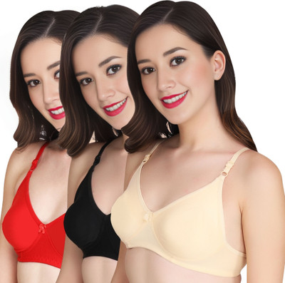 Liigne Women Everyday Padded Bra (Pack Of 3) for T-Shirt Saree Dress Sports Garment Women Full Coverage Lightly Padded Bra(Red)