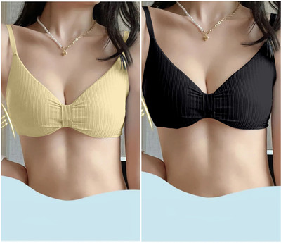 Comfy Secret 3337/skn/blk-32 Women Everyday Lightly Padded Bra(Multicolor)