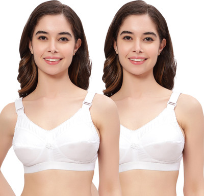 Shadydarks Cotton Non-Padded Wire Free Full-Coverage Bra, Pack of 2 Women Full Coverage Non Padded Bra(White)