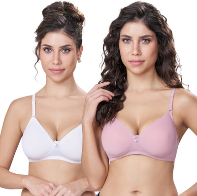 SKDREAMS Women Full Coverage Lightly Padded Bra(Purple, White)