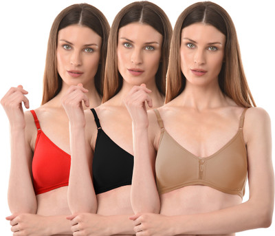 Vanila B Cup Size Comfortable and Supportive Casual Bra (Size 30, Pack of 3) Women Everyday Non Padded Bra(Red, Black, Beige)