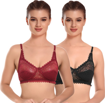 Anamta Pack of 2 net women full coverage non padded bra Women Everyday Non Padded Bra(Multicolor)