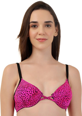 Selfcare Selfcare Womens Leopard Print Soft Nylon Lycra Padded Wired Push-Up Bra|SN4348 Women Push-up Lightly Padded Bra(Pink)