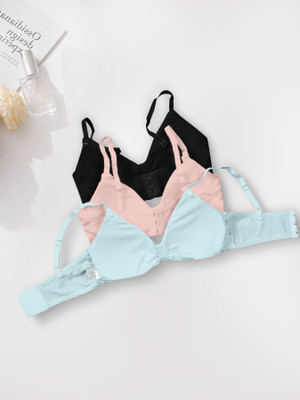 NAGARVEL CREATION C/3337-BLK/PNK/SKY-P03-30 Women Push-up Lightly Padded Bra(Multicolor)