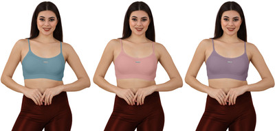 Shophousses Women's Cotton Full Comfortable Lightly Padded Pull On Bra For Everyday Wear Women Everyday Lightly Padded Bra(Light Blue, Pink, Purple)