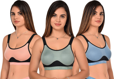 Lady One Women Sports Non Padded Bra(Light Blue, Light Green, Pink)
