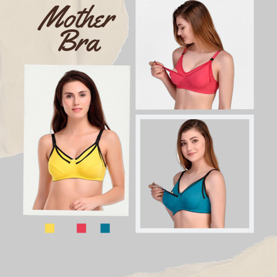 VEDANTVIKENTERPRISES Feeding Bra Non Paded Comfirtable For Women Pack Of 3 Women Maternity/Nursing Non Padded Bra(Multicolor)
