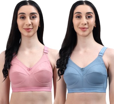 Bella Beauty Non Padded Full Coverage Seamed-Cup T-Shirt Bras Women Full Coverage Non Padded Bra(Blue)