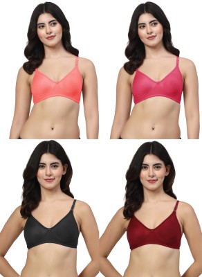 LILY Rosy Women T-Shirt Non Padded Bra(Pink, Orange, Black, Maroon)